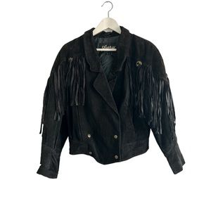 Fringe Cropped Vintage Suede Leather Jacket